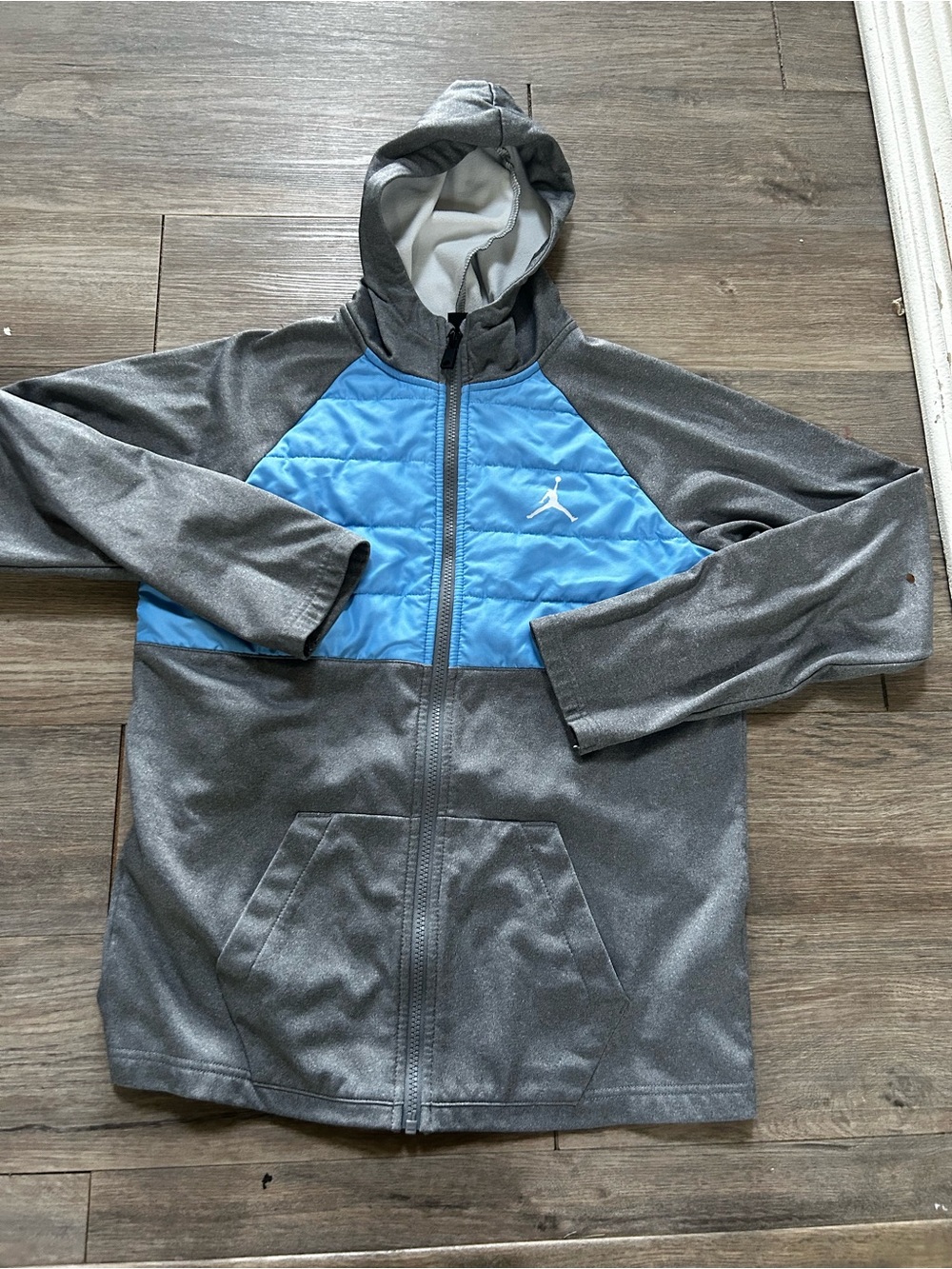 Jordan Gray and Blue Hooded Jacket for Kids